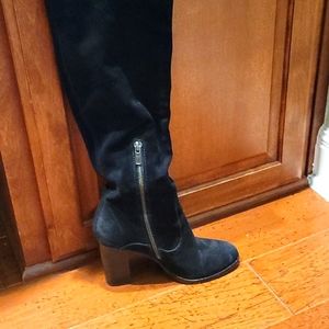 Frye black suede knee high